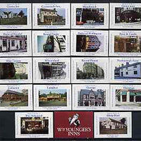 Match Box Labels - complete set of 18 + 1 Pubs & Inns, superb unused condition (Wm Youngers Inns)