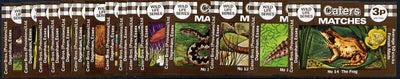 Match Box Labels - complete set of 15 Wildlife, superb unused condition (Caters)