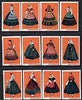 Match Box Labels - complete set of 12 Portuguese Costumes (set 1 - red background) superb unused condition (Portuguese)