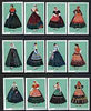 Match Box Labels - complete set of 12 Portuguese Costumes (set 2 - green background) superb unused condition (Portuguese)