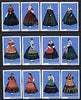 Match Box Labels - complete set of 12 Portuguese Costumes (set 5 - blue background) superb unused condition (Portuguese)