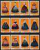 Match Box Labels - complete set of 12 Portuguese Costumes (set 6 - orange background) superb unused condition (Portuguese)