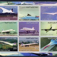 Kyrgyzstan 2000 Concorde perf sheetlet containing set of 9 values unmounted mint