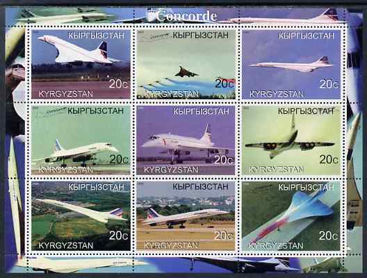 Kyrgyzstan 2000 Concorde perf sheetlet containing set of 9 values unmounted mint