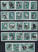 Match Box Labels - complete set of 24 Wildlife (Birds, Animals & Marine Life - set 4 - green background) fine unused condition (Portuguese)