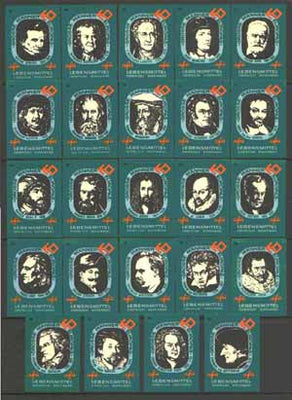Match Box Labels - complete set of 24 Famous People, superb unused condition (German Factory No.26)