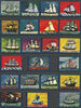 Match Box Labels - complete set of 22 Sailing Ships, superb unused condition (Finnish)