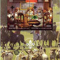Abkhazia 1997 Aces High (Dog characters playing cards) perf sheetlet containing complete set of 4 values opt'd for 'Pacific 97' with Scout & Rotary overprints in black unmounted mint