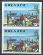 Grenada 1975 Fishermen 15c unmounted mint imperforate pair (as SG 658)
