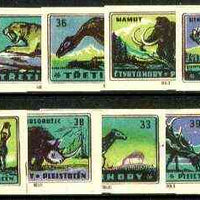 Match Box Labels - 10 Prehistoric Animals (part 4 of 4 nos 31-40), superb unused condition (Czechoslovakian Solo Match Co)