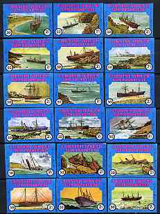 Match Box Labels - complete set of 18 Cornish Ship Wrecks, superb unused condition (Cornish Match Co Slim Pocket Size blue border, average content 50)