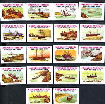 Match Box Labels -,set of 18 Cornish Ship Wrecks (nos 51-56 & 58-67 - 57 not issued) superb unused condition (Cornish Match Co Slim Pocket Size white border, average content 40)