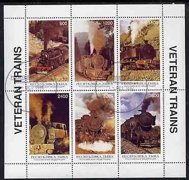 Touva 1996 Steam Locos sheetlet containing complete set of 6 values cto used