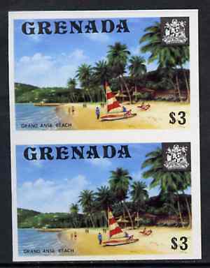 Grenada 1975 Grand Anse Beach $3 unmounted mint imperforate pair (as SG 666)