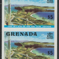 Grenada 1975 Canoe Bay $5 (View from Lighthouse) unmounted mint imperforate pair (as SG 667)