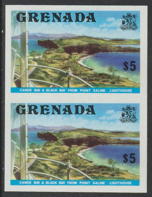 Grenada 1975 Canoe Bay $5 (View from Lighthouse) unmounted mint imperforate pair (as SG 667)