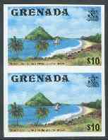Grenada 1975 Sugar Loaf Island $10 unmounted mint imperforate pair (as SG 668)