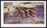 Staffa 1979 USA Bicentenary (Painting of Battle of Bunker Hill) opt'd Apollo 11 - 10th Anniversary in black imperf deluxe sheet (£2 value) unmounted mint