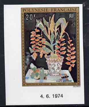 French Polynesia 1974 Paintings 20f (Flower Arrangement) imperf from limited printing, unmounted mint as SG 189