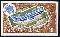 French Polynesia 1975 World UPU Day 100f (Boeing Airliner & Letters) imperf from limited printing, unmounted mint as SG 204