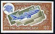 French Polynesia 1975 World UPU Day 100f (Boeing Airliner & Letters) imperf from limited printing, unmounted mint as SG 204