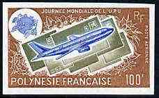French Polynesia 1975 World UPU Day 100f (Boeing Airliner & Letters) imperf from limited printing, unmounted mint as SG 204