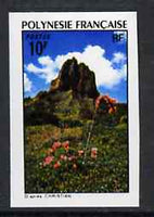 French Polynesia 1974 Landscapes 10f (Mountain Peak & Flowers) imperf from limited printing, unmounted mint as SG 183*