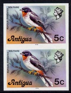 Antigua 1976 Solitaire Bird 5c (with imprint) unmounted mint imperforate pair (as SG 474B)