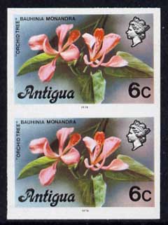 Antigua 1976 Orchid Tree 6c (with imprint) unmounted mint imperforate pair (as SG 475B)
