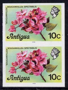 Antigua 1976 Bougainvillea 10c (with imprint) unmounted mint imperforate pair (as SG 476B)