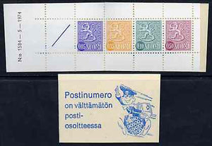 Finland 1974 Lion (National Arms) 1m booklet (blue & white cover) complete and pristine, SG SB11m