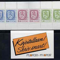 Finland 1988 Lion (National Arms) 5m booklet (orange & black cover) complete and pristine, SG SB25