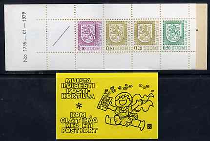 Finland 1978 Lion (National Arms) 1m booklet (black on yellow cover) complete and pristine, SG SB13