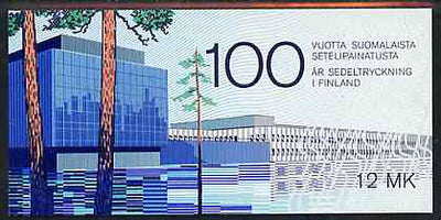 Booklet - Finland 1985 Centenary of Finnish Banknote Printing 12m booklet complete with first day commemorative cancel, SG SB18
