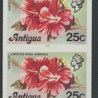 Antigua 1976 Hibiscus 25c (with imprint) unmounted mint imperforate pair (as SG 479B)