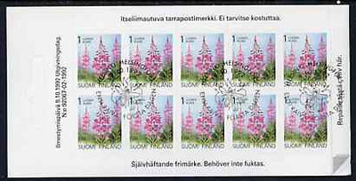 Finland 1992 Provincial Plants (Rosebay Willowherb) 1k self-adhesive in complete sheetlet of 10 with first day commemorative cancel, SG 1303