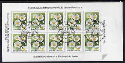 Finland 1995 Provincial Plants (Daisy) 1k self-adhesive in complete sheetlet of 10 with first day commemorative cancel, SG 1391