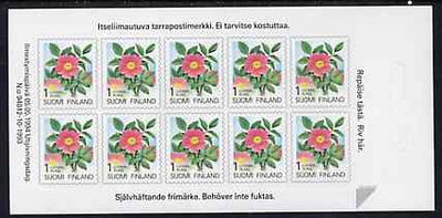 Finland 1994 Provincial Plants (Rose) 1k self-adhesive in complete sheetlet of 10, SG 1354