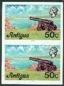 Antigua 1976 Cannon 50c (with imprint) unmounted mint imperforate pair (as SG 481B)