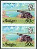 Antigua 1976 Cannon 50c (without imprint) unmounted mint imperforate pair (as SG 481A)