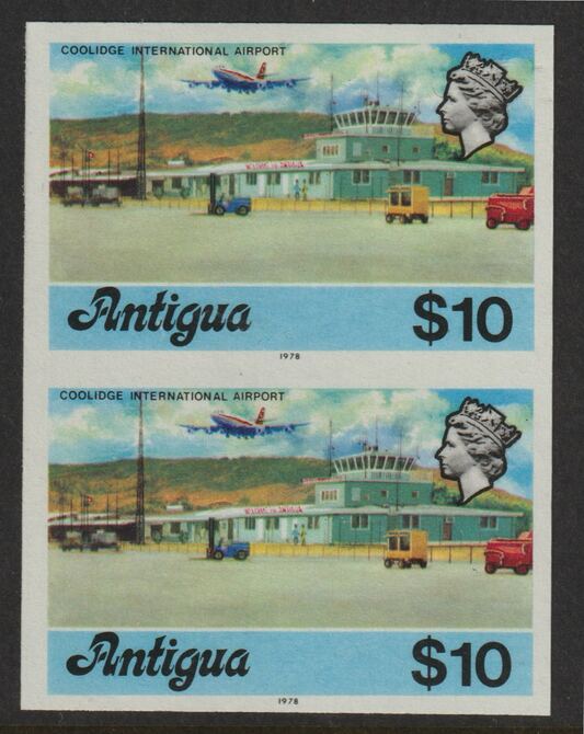 Antigua 1976 Coolidge Airport $10 (with imprint) unmounted mint imperforate pair (as SG 486B)