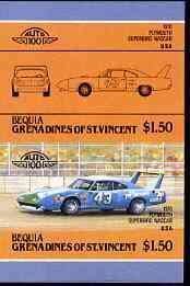 St Vincent - Bequia $1.50 Plymouth Superbird (1970) unmounted mint imperf se-tenant pair