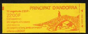 Andorra - French 1988 Arms 22f booklet (Bridge on cover) complete and pristine, SG SB2