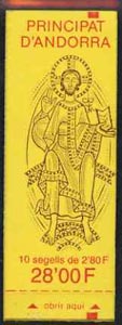Andorra - French 1993 Arms 28f booklet (Saint on Cover) complete and pristine, SG SB5