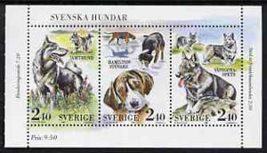 Sweden 1989 Kennel Club booklet pane containing complete set of 3, SG 1470a
