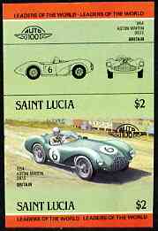 St Lucia 1984 Cars #2 (Leaders of the World) $2 Aston Martin DB3S (1954) unmounted mint imperf se-tenant pair (as SG 757a)