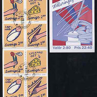 Sweden 1992 Greetings Stamps 22k40 booklet complete with first day cancels, SG SB450