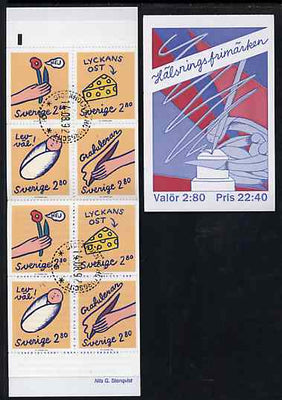 Sweden 1992 Greetings Stamps 22k40 booklet complete with first day cancels, SG SB450