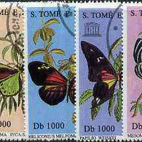 St Thomas & Prince Islands 1996 Butterflies complete set of 5 values cto used