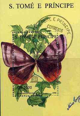 St Thomas & Prince Islands 1996 Butterflies perf miniature sheet cto used